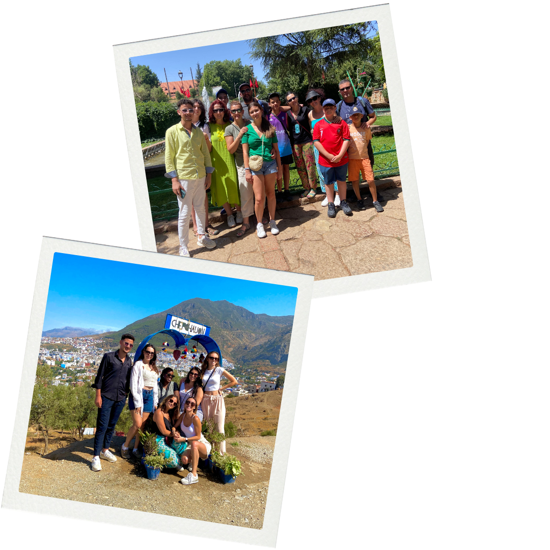 Travelers with the Morocco Moment Tours team on a private trip in Chefchaouen