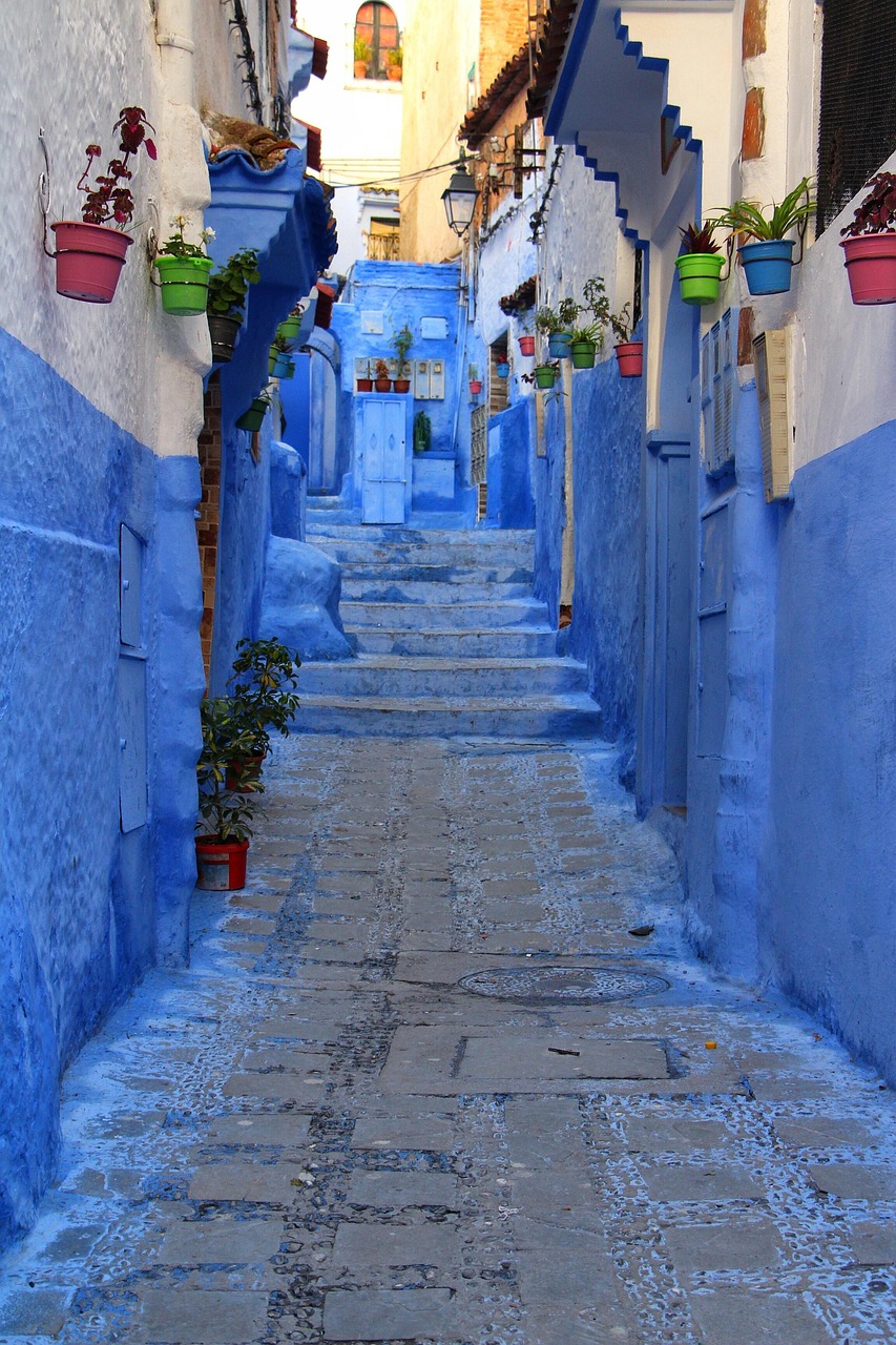 Blue-washed alley steps in Chefchaouen
